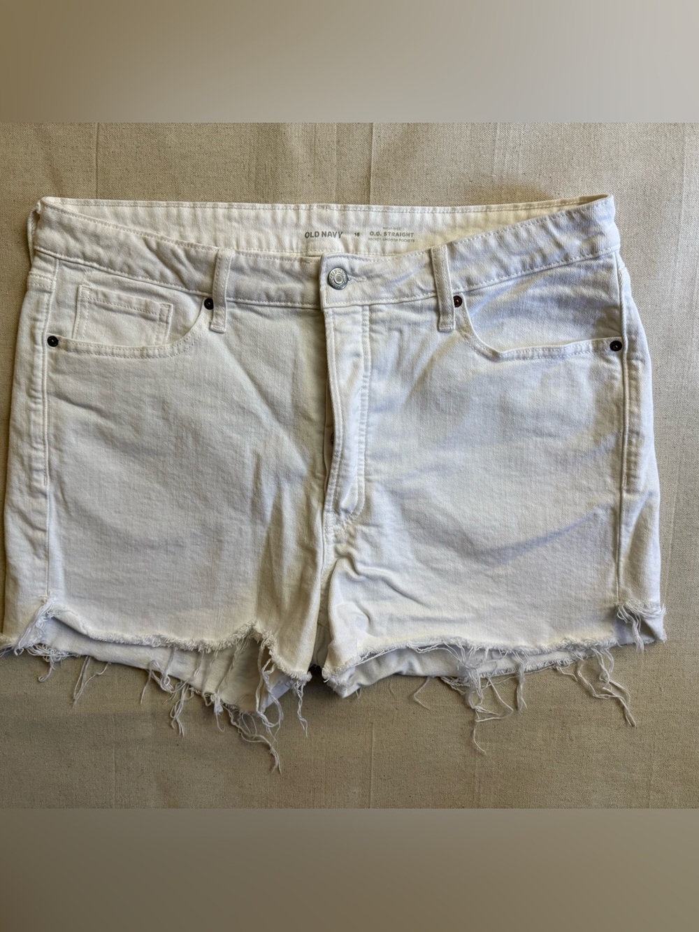 Old Navy Cut-Off Jean Shorts Women’s Size 16 O.G. Straight Hi Rise Secret Smooth